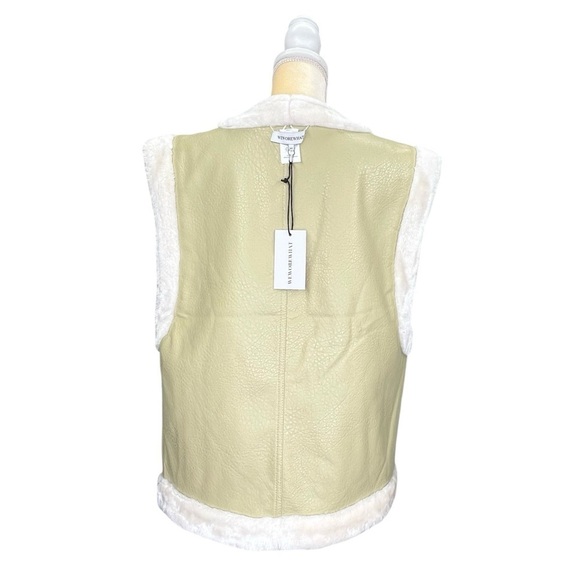 We Wore What Size Small Vest Faux Fur/Leather Reversible Vest Ivory Oat New NWT - Picture 5 of 12
